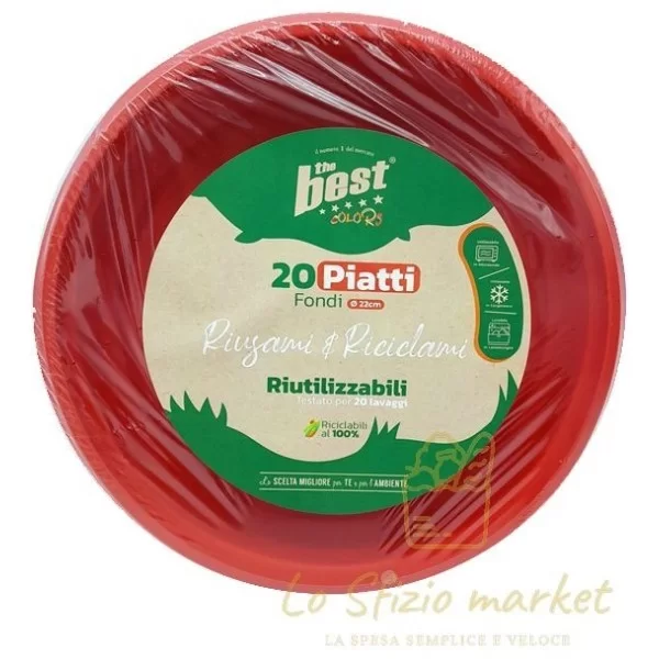THE BEST PIATTI FONDI ROSSI RIUTILIZ 22 DIAM 20PZ