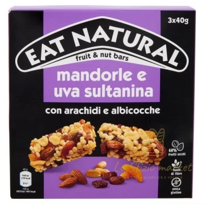 EAT NAT BARRETTE MANDORLA E  UVA SULTANINA 120GR - Alimentari, Biscotti e Farciti, Cereali colazione