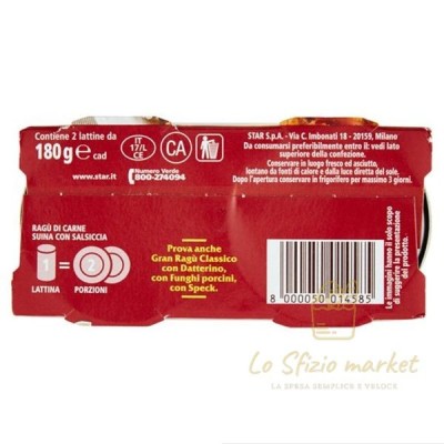 STAR RAGU' SALSICCIA 2X180GR