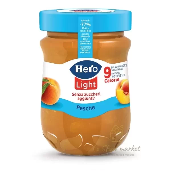 HERO LIGHT PEACH JAM NO ADDED SUGAR 280G