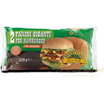 PANDITTAINO 2 PANINI GIGANTE PER HAMBURGER 200GR
