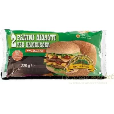 PANDITTAINO 2 PANINI GIGANTE PER HAMBURGER 200GR - Alimentari, Panificati e Biscottati, HO.RE.CA