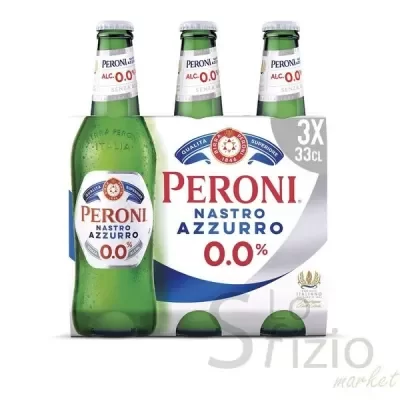 PERONI NASTRO AZZURRO 0.0% NON-ALCOHOLIC BEER 3X33CL
