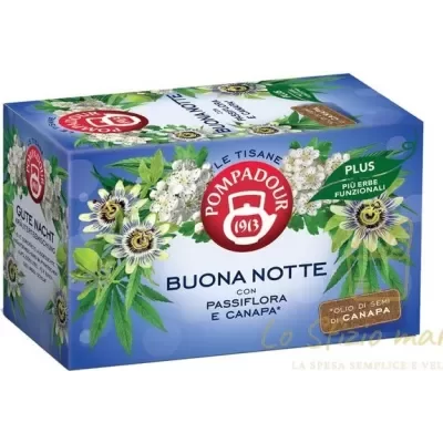 POMPADOUR GOODNIGHT HERBAL TEA WITH PASSIONFLOWER AND HEMP 18 BAGS