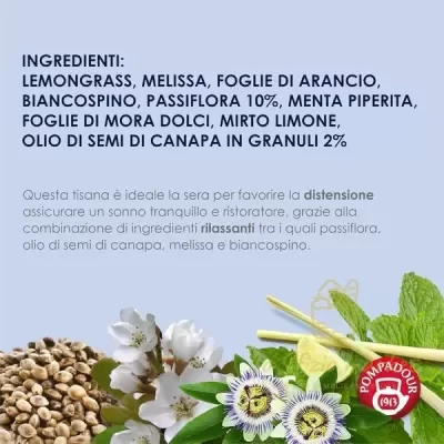 POMPADOUR GOODNIGHT HERBAL TEA WITH PASSIONFLOWER AND HEMP 18 BAGS