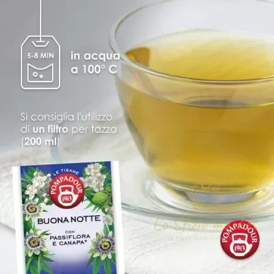 POMPADOUR GOODNIGHT HERBAL TEA WITH PASSIONFLOWER AND HEMP 18 BAGS
