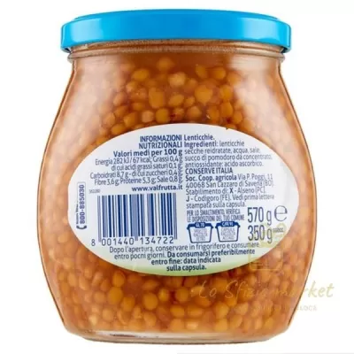 VALFRUTTA LENTICCHIE VETRO 570GR - Alimentari, Legumi in scatola | Lo 