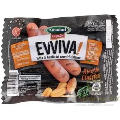 AMADORI EVVIVA WURSTEL POLLO TACCHINO 100GR - Home, Piu compri meno paghi, Freschi, Salumi, Wurstel