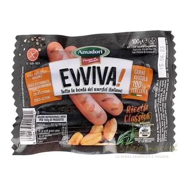 AMADORI EVVIVA WURSTEL POLLO TACCHINO 100GR