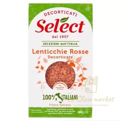 SELECT LENTICCHIE ROSSE DECORTICATE ASTUCCIO 400GR