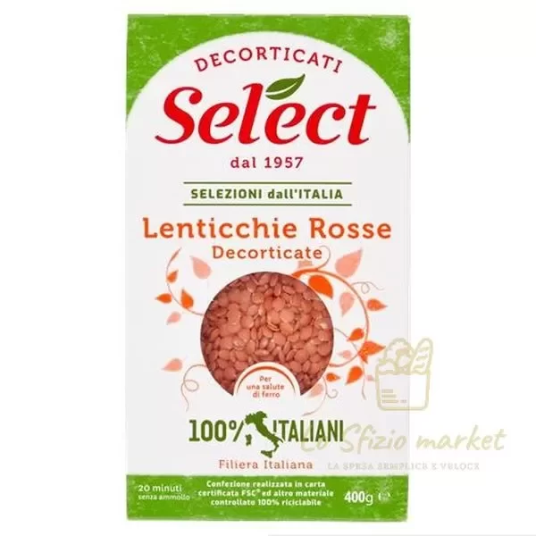 SELECT LENTICCHIE ROSSE DECORTICATE ASTUCCIO 400GR