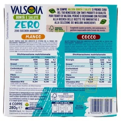 VALSOIA GELATO COPPA MANGO COCCO 0 ZUCCHERI 4X70GR