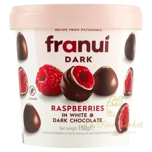 FRANUI RASPBERRIES WHITE AND DARK CHOCOLATE 150G