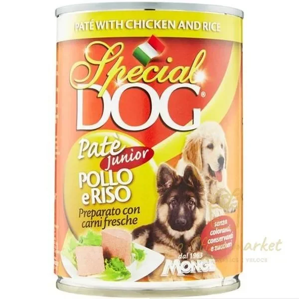 MONGE SPECIAL DOG PATE JUNIOR POLLO RISO 400GR