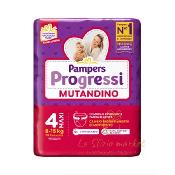 PAMPERS PROGRESSI MUTANDINO TG 4 MAXI 8-15KG 19PZ