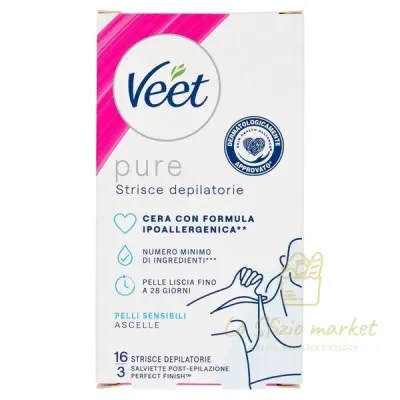 VEET STRISCE DEPILAT ASCELLE BIKINI PELLI SENS 16P