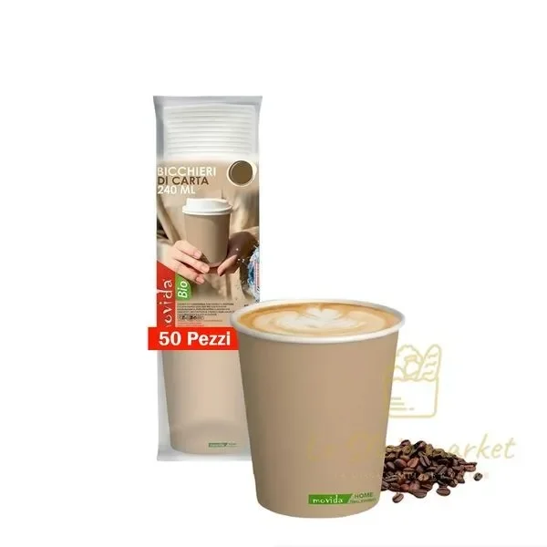 MOVIDA BICCHIERE CARTA CAPPUCCINO 250ML 50PZ