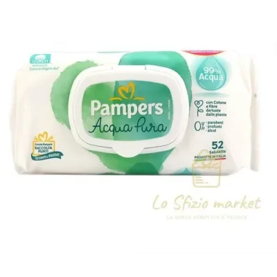 PAMPERS SALVIETTE ACQUA PURA 52PZ Igiene Infanzia | Lo Sfizio market