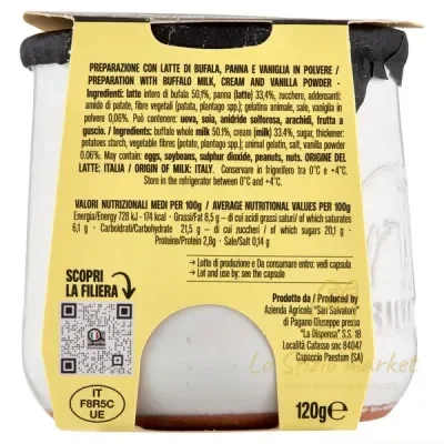 SAN SALVATORE BUFFALO MILK VANILLA DESSERT 120GR | Lo Sfizio market